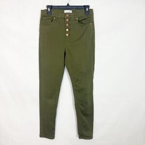 LOFT Button Fly Camo Green High Rise Jeans Size 6/28 NWOT